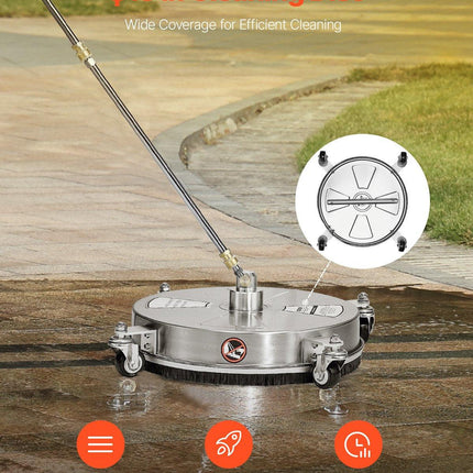 15" Pressure Washer Surface Cleaner 4 Wheels 4000 Max PSI 2 Extended Wands.