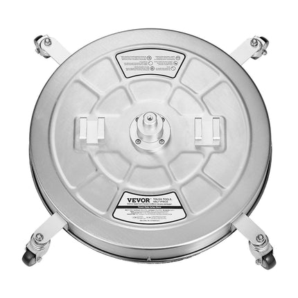 24" Pressure Washer Surface Cleaner, Stainless Steel Pressure Washer Attachments with 4 Wheels, 4000 Max PSI, 3/8 Quick Connector, 2 Spray Nozzles, Dual Handle, for Concrete, Patio, Sidewalk.