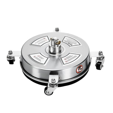14" Pressure Washer Surface Cleaner, Stainless Steel Pressure Washer Attachments with 4 Wheels, 4000 Max PSI, 1/4 Quick Connector, 2 Spray Nozzles, 2 Extended Wands for Concrete, Patio, Deck.