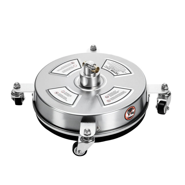 14" Pressure Washer Surface Cleaner, Stainless Steel Pressure Washer Attachments with 4 Wheels, 4000 Max PSI, 1/4 Quick Connector, 2 Spray Nozzles, 2 Extended Wands for Concrete, Patio, Deck.