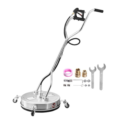 20" Pressure Washer Surface Cleaner, Stainless Steel Pressure Washer Attachments with 4 Wheels, 4500 Max PSI, 3/8 Quick Connector, 2 Spray Nozzles, Dual Handle, for Concrete, Patio, Sidewalk.