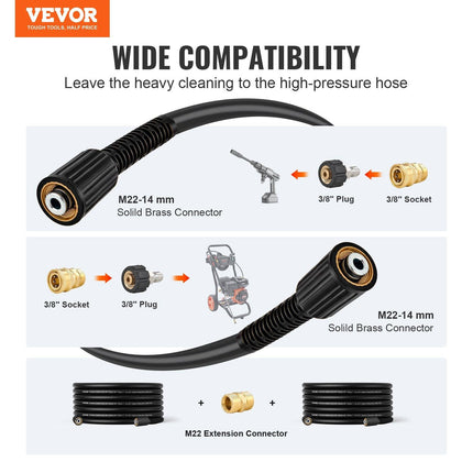 50 FT 3600 PSI High Pressure Power Washer Hose 1/4" Quick Connection.