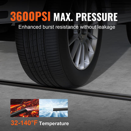 50 FT 3600 PSI High Pressure Power Washer Hose 1/4" Quick Connection.