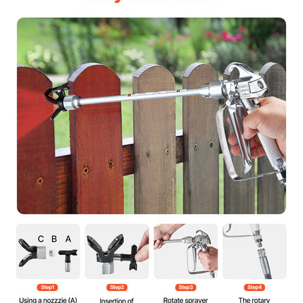 Airless Paint Spray Gun and Hose Kit 3600PSI with Extension Rods Filters.