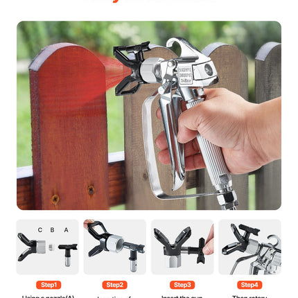 Airless Paint Spray Gun 3600PSI High Pressure Airless Spray Gun with 5Tips.