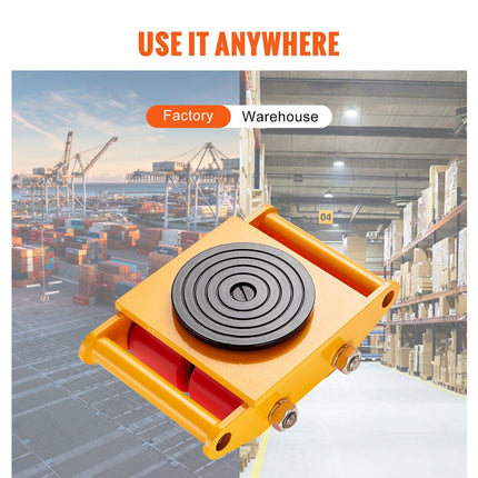 4PCS Machinery Skate Dolly, 17637LBS/8T Industrial Machinery Mover, Heavy Duty Carbon Steel Machinery Moving Skate with 4 PU Wheels and 360° Rotation Non-Slip Cap for Warehouse Workshop Factory.
