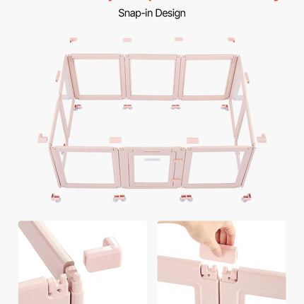 Dog Whelping Box, 1.54x1x0.6 m Plastic Dog Whelping Pen for Medium Sized Dogs, Waterproof Transparent Puppy Playpen with Windows & Door Lock, Easy to Clean, Durable Indoor Pet Dogs Cats Birth Kit.