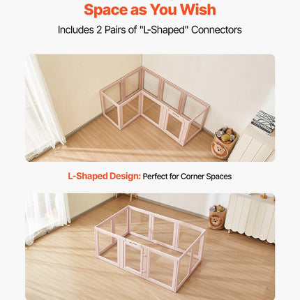 Dog Whelping Box, 1.54x1x0.6 m Plastic Dog Whelping Pen for Medium Sized Dogs, Waterproof Transparent Puppy Playpen with Windows & Door Lock, Easy to Clean, Durable Indoor Pet Dogs Cats Birth Kit.
