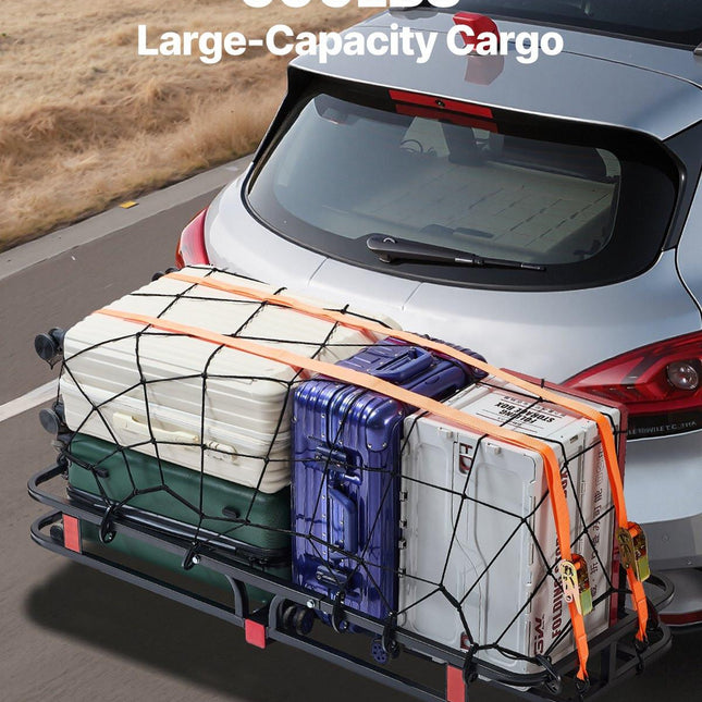 53" x 19" x 5", Hitch Cargo Carrier, 500 lbs Capacity Hitch Cargo Carrier with Hitch Stabilizer & Ratchet Straps, Hitch Mount Cargo Carrier with Cargo Net with Hook, Fit for SUVs.