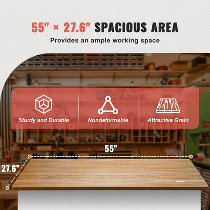 Table Top, 55" x 27.6" x 1", 220.5 lbs Load Capacity, Universal One-Piece Particle Board Desktop for Height Adjustable Electric Standing Desk Frame, Rectangular Countertop for Home & Office Desk.