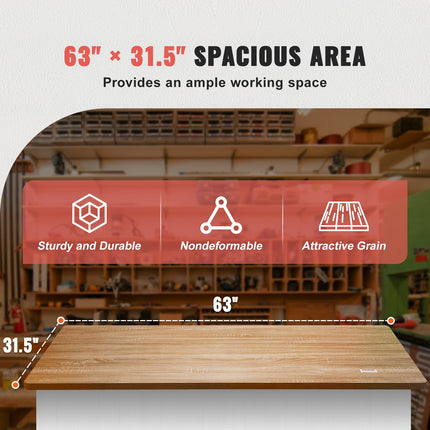 Table Top, 63" x 31.5" x 1", 220.5 lbs Load Capacity, Universal One-Piece Particle Board Desktop for Height Adjustable Electric Standing Desk Frame, Rectangular Countertop for Home & Office Desk.