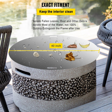 Fire Pit Lid Round 40 Inch Foldable Fire Pit Ring Snuff Cover 430 Stainless Steel Fire Pit Spark Screen Cover 3mm Thickness.