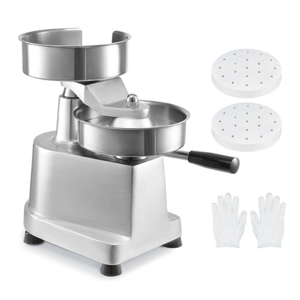 Commercial Burger Patty Maker, 150mm Hamburger Beef Patty Maker, Heavy Duty Food-Grade Stainless Steel Bowl Burger Press Machine, Kitchen Meat Forming Processor with 1000 Pcs Patty Papers.