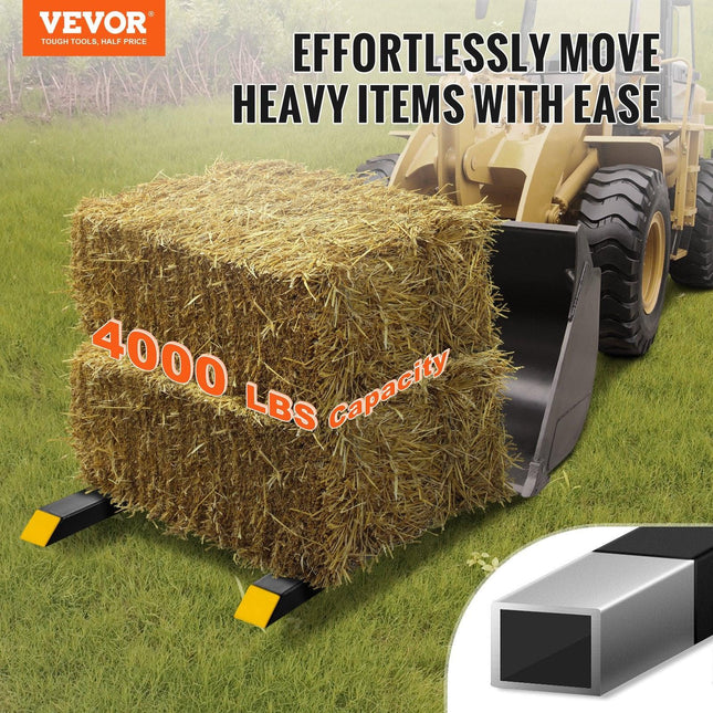 VEVOR Pallet Forks, 1814 kg Capacity clamp on Pallet Forks, 1490 mm Tractor Bucket Forks, Heavy Duty Front Loader Attachment for Tractor, Loader Bucket, Skid Steer, Tractor Forks for Agriculture Farm.
