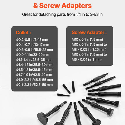 Blind Hole Bearing Puller Set, 16-in-1 Inner Bearing Race and Seal Extractor Kit, 16 PCS Slide Hammer Pilot Insert Inner Internal Bearing Removal Tool Set with 10 Split Collets and Counterstay.