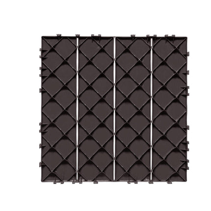 Interlocking Deck Tiles, 10 Pack,12"x12" 10 sq. ft Plastic Waterproof Outdoor Flooring All Weather Use, Patio Floor Decking Covering Tiles for Porch Poolside Balcony Backyard, Dark Brown.