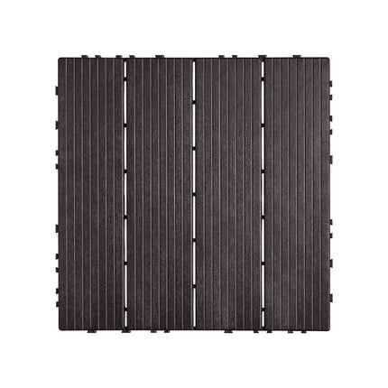 Interlocking Deck Tiles, 10 Pack,12"x12" 10 sq. ft Plastic Waterproof Outdoor Flooring All Weather Use, Patio Floor Decking Covering Tiles for Porch Poolside Balcony Backyard, Dark Brown.