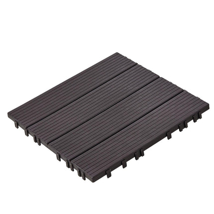 Interlocking Deck Tiles, 10 Pack,12"x12" 10 sq. ft Plastic Waterproof Outdoor Flooring All Weather Use, Patio Floor Decking Covering Tiles for Porch Poolside Balcony Backyard, Dark Brown.