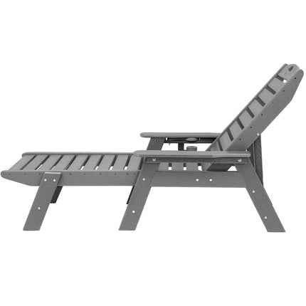 Outdoor Chaise Lounge Chair 6 Positions Reclining Patio Bench Lounger Gray.