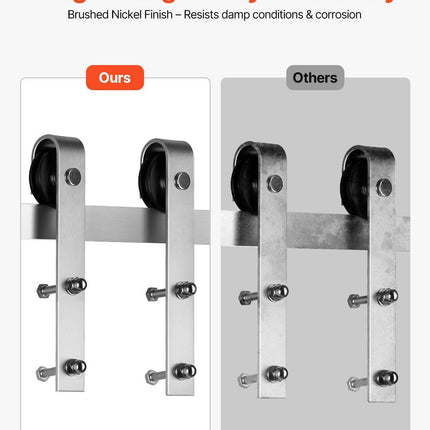 2000 mm Sliding Barn Door Hardware Kit for Single Sliding Barn Door Silver.
