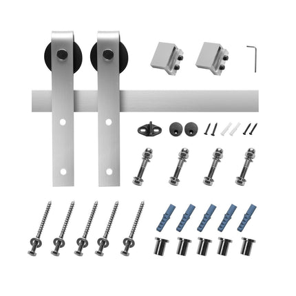 2000 mm Sliding Barn Door Hardware Kit for Single Sliding Barn Door Silver.