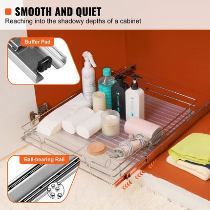 Pull Out Cabinet Under Sink Organizer 20 x 21 Inch Wire Drawer Basket.