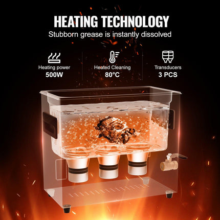 6L Ultra Sonic Cleaner, 180W Digital Ultrasonic Cleaning Machine with Gentle Mode & Upgraded Degassing, 40kHz Industrial Ultrasound Cleaner with Heater & Timer for Retainer, Jewelry, Tools.