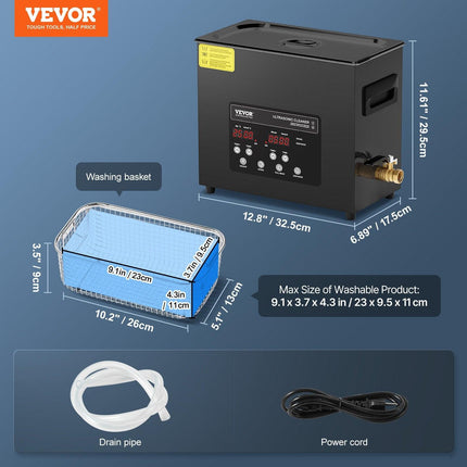 6L Ultra Sonic Cleaner, 180W Digital Ultrasonic Cleaning Machine with Gentle Mode & Upgraded Degassing, 40kHz Industrial Ultrasound Cleaner with Heater & Timer for Retainer, Jewelry, Tools.