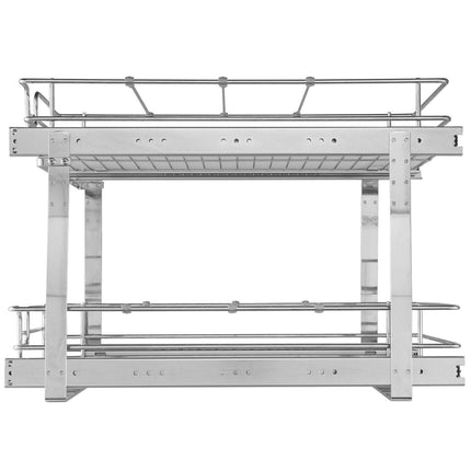 2 Tier 20"Wx21"Dx15"H Pull Out Cabinet Organizer, Heavy Duty Slide Out Pantry Shelves, Steel Roll Out Drawers, Sliding Drawer Storage for Home, 21.5"Wx22"Dx18"H Install Size for Cabinet.