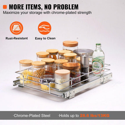 Pull Out Cabinet Under Sink Organizer 11.5 x 16.5 Inch Wire Drawer Basket.