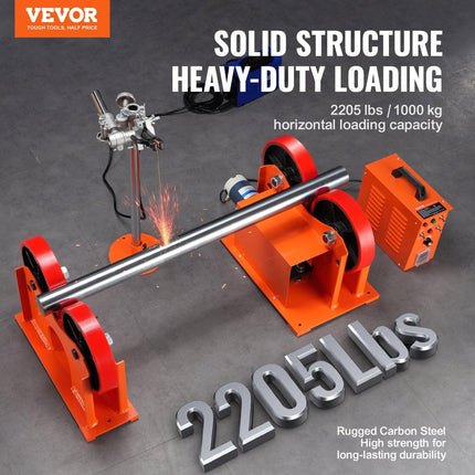 Turning Rolls Linkage Roller, 1000KG/2205LBS Loading Welding Turning Roll, 25-1400mm Diameter, 80-1600 mm/min Rotary Welding Positioner & Welding Torch Stand for Welding Equipment Support.