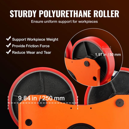 Turning Rolls Linkage Roller, 1000KG/2205LBS Loading Welding Turning Roll, 25-1400mm Diameter, 80-1600 mm/min Rotary Welding Positioner & Welding Torch Stand for Welding Equipment Support.