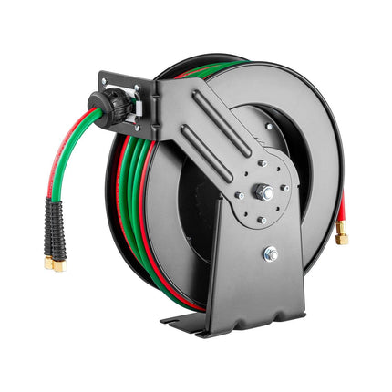 Retractable Welding Hose Reel 1/4 in x 50FT Oxygen Acetylene Rubber Hose R Grade.