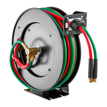 Retractable Welding Hose Reel 1/4 in x 50FT Oxygen Acetylene Rubber Hose R Grade.