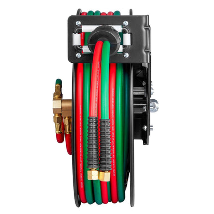 Retractable Welding Hose Reel 1/4 in x 50FT Oxygen Acetylene Rubber Hose R Grade.