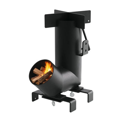 Camping Rocket Stove, Wood Burning Portable Rocket Stove with Carrying Bag for Backpacking, Carbon Steel, Burn Wood, Twigs or Sticks for Outdoor Cooking, Backyard, Camp Cooking, Heating, Black.