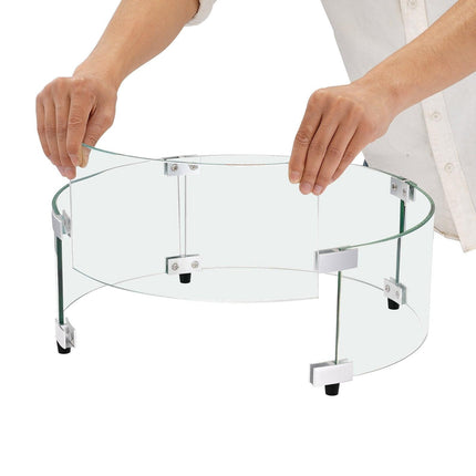 Fire Pit Wind Guard, 740 x 214mm Round Glass Flame Shield, 6mm Thick Fire Table Accessory, Clear Tempered Glass Flame Guard for Propane, Gas, Outdoor, Patio, Backyard.