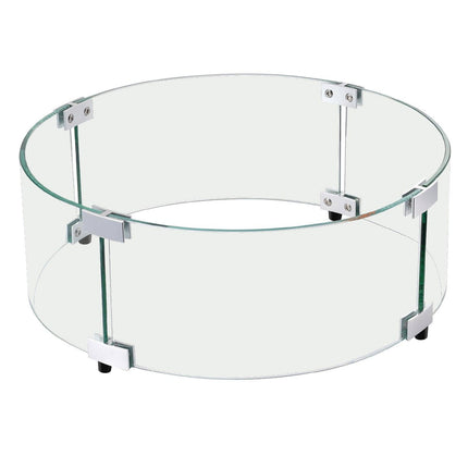 Fire Pit Wind Guard, 740 x 214mm Round Glass Flame Shield, 6mm Thick Fire Table Accessory, Clear Tempered Glass Flame Guard for Propane, Gas, Outdoor, Patio, Backyard.