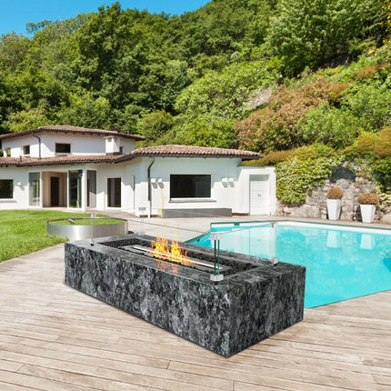 Glass Wind Guard for Rectangular Fire Pit Table 924 x 417 x 191 mm, 8mm Thick and Sturdy Tempered Glass Panel with Hard Aluminum Corner Bracket & Rubber Feet, Easy to Assemble.