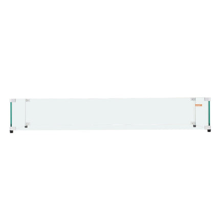 Glass Wind Guard for Rectangular Fire Pit Table 924 x 417 x 191 mm, 8mm Thick and Sturdy Tempered Glass Panel with Hard Aluminum Corner Bracket & Rubber Feet, Easy to Assemble.
