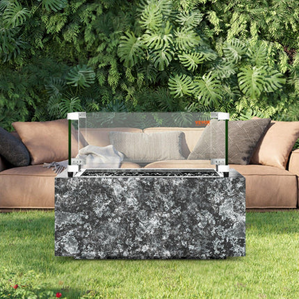 Gas Fire Pit Wind Guard for Square Fire Table, 493 x 493 x 191 mm Clear Tempered Wind Guard for Firepits, 8mm Thick Square Glass Shield, Glass Panel with Hard Corner Bracket & Feet.