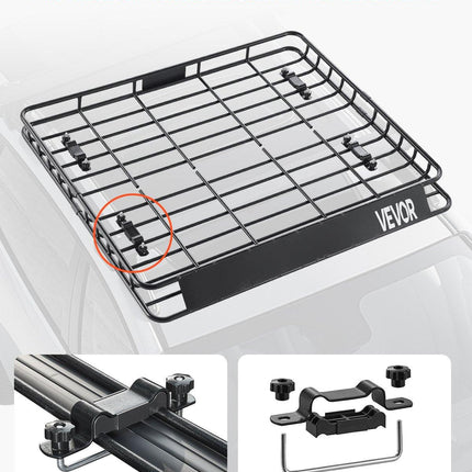 Roof Rack Cargo Carrier, 1095 x 1270 x 105 mm, Universal Rooftop Cargo Basket, Car Top Luggage Holder with 68 kg Max Load Capacity, 4.1 in Fence, Anti-Rust Alloy Steel, Wind Fairing, for SUV Car.