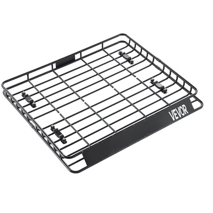 Roof Rack Cargo Carrier, 1095 x 1270 x 105 mm, Universal Rooftop Cargo Basket, Car Top Luggage Holder with 68 kg Max Load Capacity, 4.1 in Fence, Anti-Rust Alloy Steel, Wind Fairing, for SUV Car.