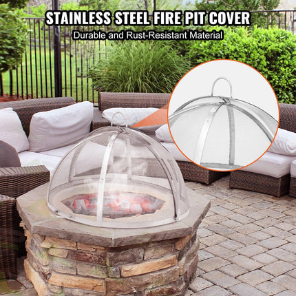 Firepit Spark Screen Lid, 30" Diameter, Outdoor Firepit Ring Cover Round Accessories, Fire Pit Metal Cover, Easy-Opening Stainless Steel Fire Ring Covers for Outdoor Patio Fire Pits Backyard.