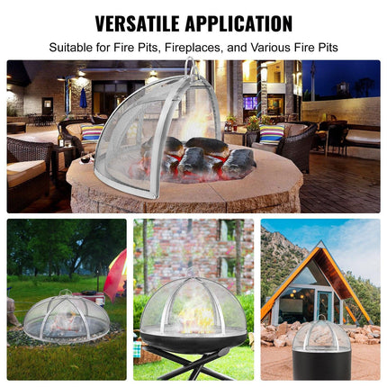 Firepit Spark Screen Lid, 30" Diameter, Outdoor Firepit Ring Cover Round Accessories, Fire Pit Metal Cover, Easy-Opening Stainless Steel Fire Ring Covers for Outdoor Patio Fire Pits Backyard.