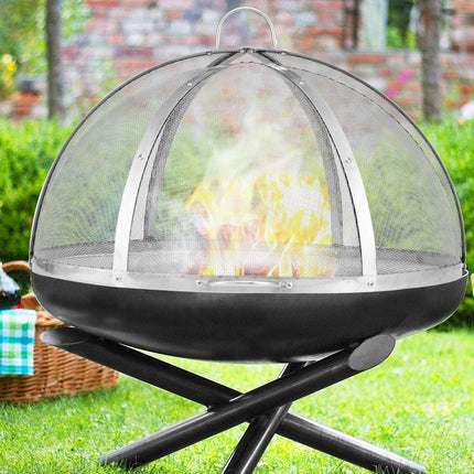 Firepit Spark Screen Lid, 30" Diameter, Outdoor Firepit Ring Cover Round Accessories, Fire Pit Metal Cover, Easy-Opening Stainless Steel Fire Ring Covers for Outdoor Patio Fire Pits Backyard.