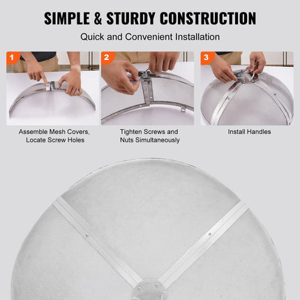 Fire Pit Spark Screen Round 30", Reinforced Heavy Duty Steel Metal Cover, Outdoor Firepit Lid, Easy-Opening Top Screen Covers Round with Ring Handle for Outdoor Patio Fire Pits Backyard.