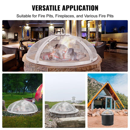 Fire Pit Spark Screen Round 30", Reinforced Heavy Duty Steel Metal Cover, Outdoor Firepit Lid, Easy-Opening Top Screen Covers Round with Ring Handle for Outdoor Patio Fire Pits Backyard.