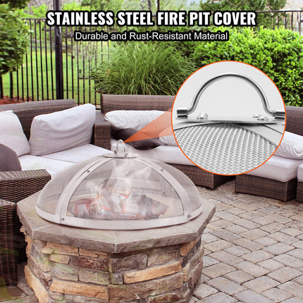 Fire Pit Spark Screen Round 40", Reinforced Heavy Duty Steel Metal Cover, Outdoor Firepit Lid, Easy-Opening Top Screen Covers Round with Ring Handle for Outdoor Patio Fire Pits Backyard.