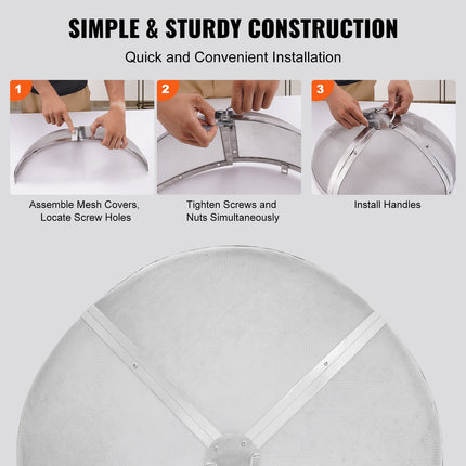 Fire Pit Spark Screen Round 40", Reinforced Heavy Duty Steel Metal Cover, Outdoor Firepit Lid, Easy-Opening Top Screen Covers Round with Ring Handle for Outdoor Patio Fire Pits Backyard.